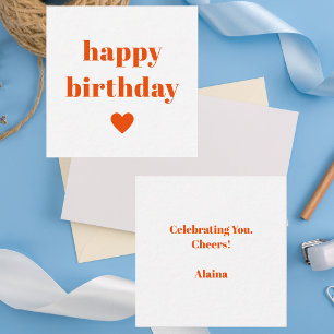 Cartão De Notas Tipografia Simples Feliz Aniversário Coração Laran
