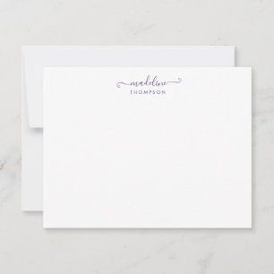 Cartão De Notas Tipografia Violeta Roxa Elegante Girly Script