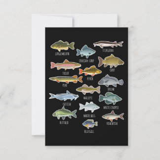 Cartão De Notas Tipos De Espécies De Peixes Águas frescas