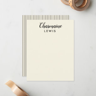 Cartão De Notas Tiras negras minimalistas, personalizadas em bronz