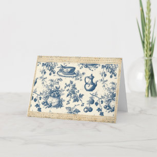 Cartão De Notas Toile de Jouy Deep Blue e Cream Kitchenware