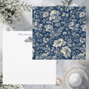 Cartão De Notas Toile De Jouy Francesa Vintage Azul Índigo Persona