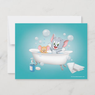 Cartão De Notas Tom e Jerry bebês tomando banho