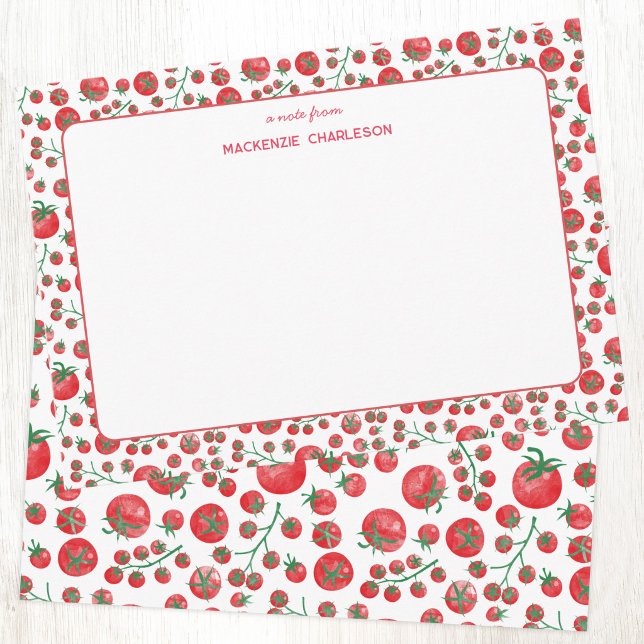 Cartão De Notas Tomate Divertido Personalizado (Fun tomato Mediterranean personalized stationery notecards)