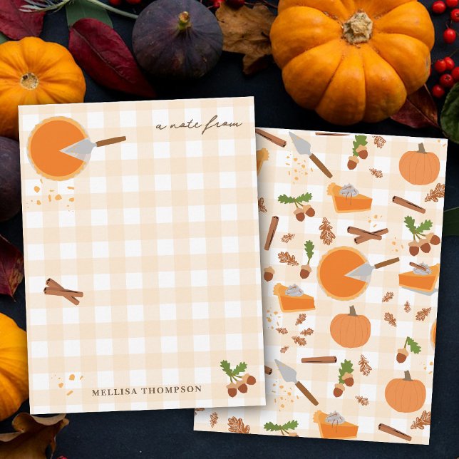 Cartão De Notas Torta de Abóbora Outono Ação de Graças  (Pumpkin Pie Autumn Fall Thanksgiving Note Card)