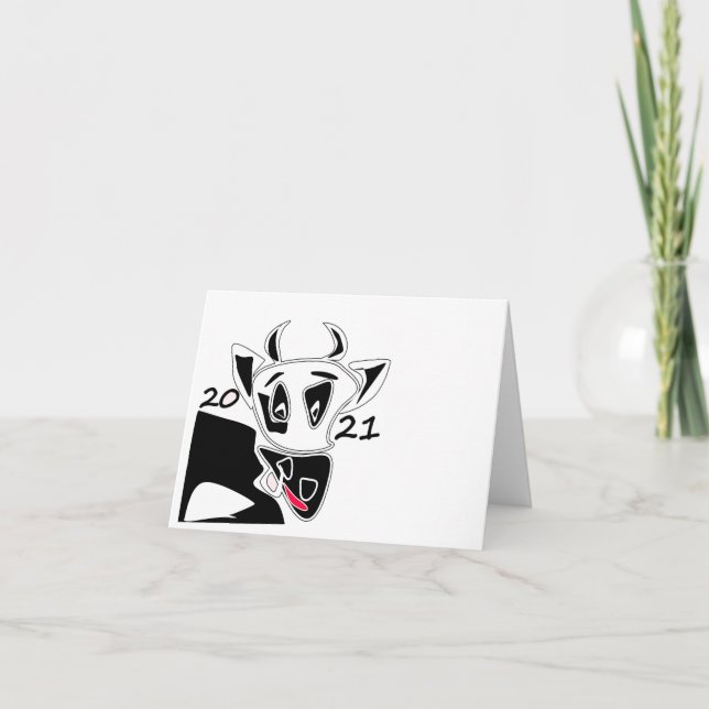 Cartão De Notas Touro, ano do touro, 2021, touro engraçado (Frente)