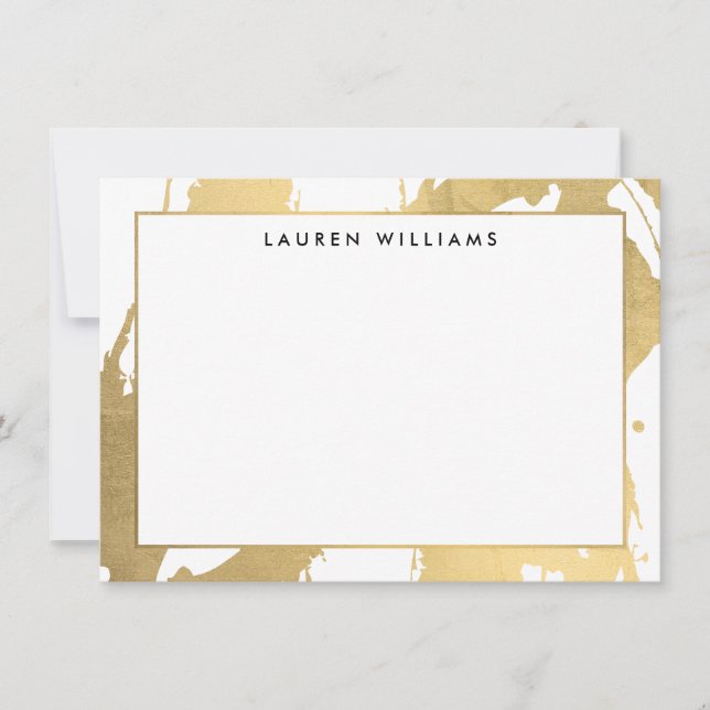 Cartão De Notas Traços Dourados abstrato Faux na Placa de Nota Bra (Frente)