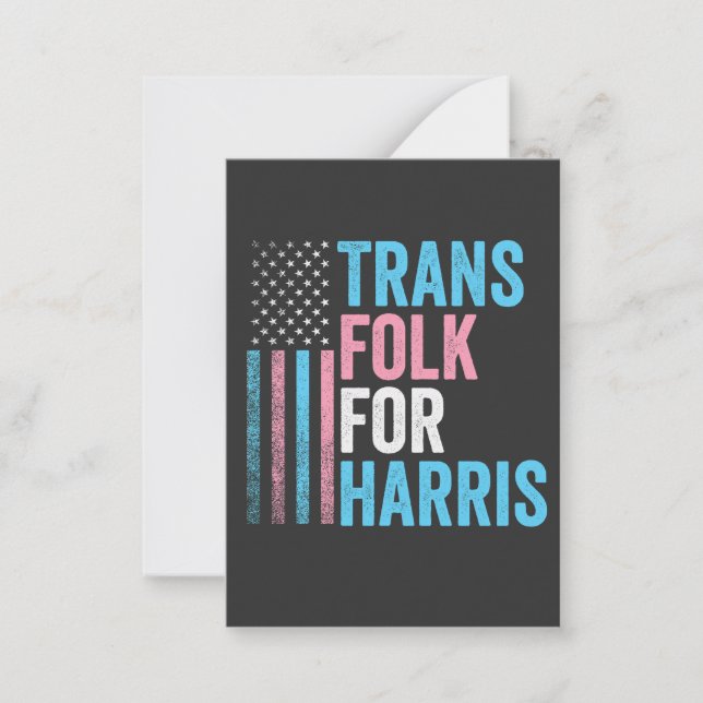 Cartão De Notas Trans Folk for Harris Election Transgender LGBT (Frente)