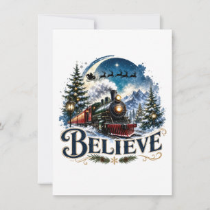 Cartão De Notas Trem de Natal Believe