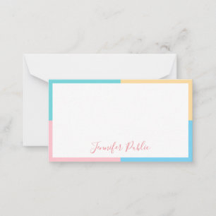 Cartão De Notas Trendy Freehand Script Azul Verde Cor-de-rosa Amar