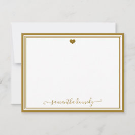 Cartão De Notas Trendy Girly Chic Dourado Heart Name
