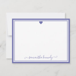 Cartão De Notas Trendy Girly Chic Periwinkle Heart Name