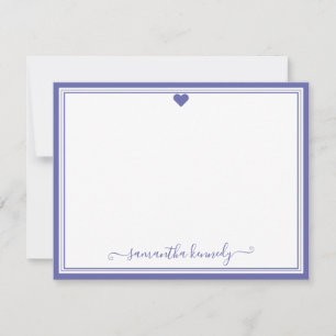 Cartão De Notas Trendy Girly Chic Periwinkle Heart Name   