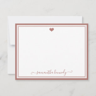 Cartão De Notas Trendy Girly Chic Rosa Dourado Heart Name