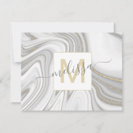 Cartão De Notas Trendy gold glitter sparkle marble name monograma