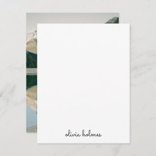 Cartão De Notas Trendy Monograma Foto do Nome do Script Preto Mo