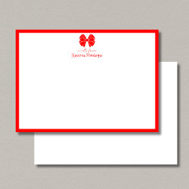 Cartão De Notas Trendy Neon Red Bow Border Name Wedding