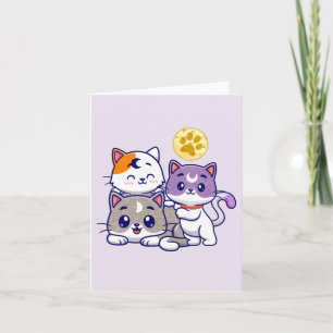Cartão De Notas Trio Adorável - Três Gatos Gelados