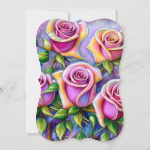 Cartão De Notas Triptych de Rosas de Pastel Suave de Chique Whimsi