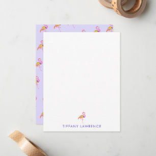 Cartão De Notas Tropical Flamingo Purple Personalizada