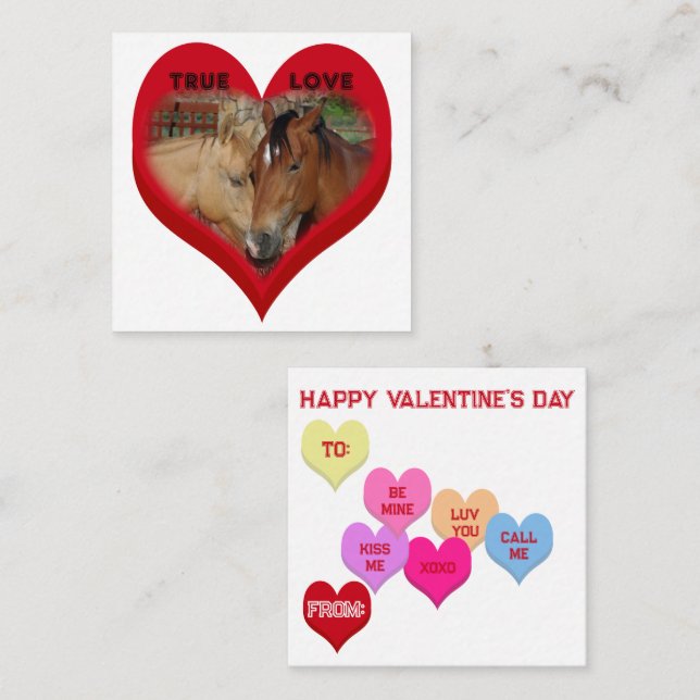 Cartão De Notas True Love Horses Conversation Hearts Valentine's (Frente/Verso)