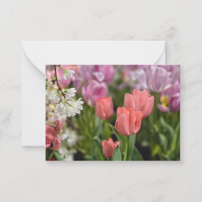 Cartão De Notas Tulipas Rosa (Frente)