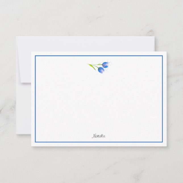 Cartão De Notas Tulipas Violetas Azuis (Frente)