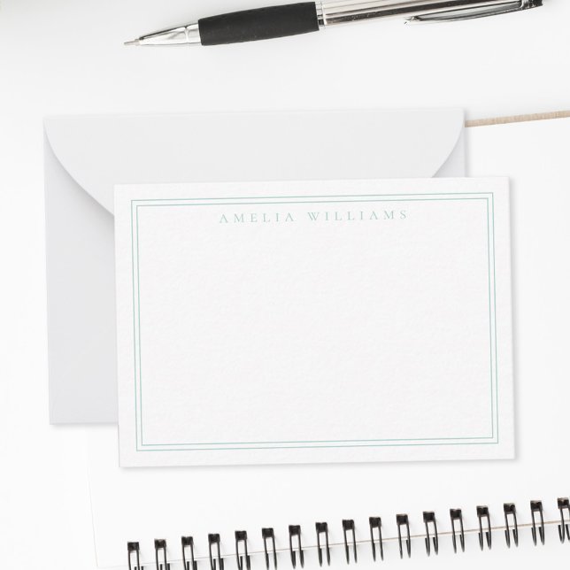 Cartão De Notas Turquesa Minimalista Elegante - Duas Fronteiras (Criador carregado)