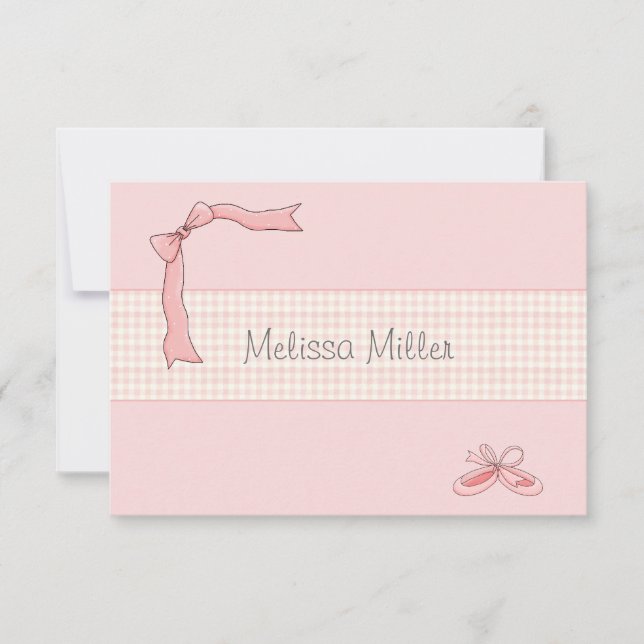 Cartão De Notas Tutu Rosa Personalizado Obrigado / Notecard (Frente)