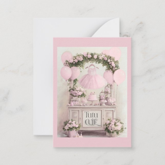 Cartão De Notas Tutu - Tema Ballerina Rosa-Balé Rosa para Meninas (Frente)