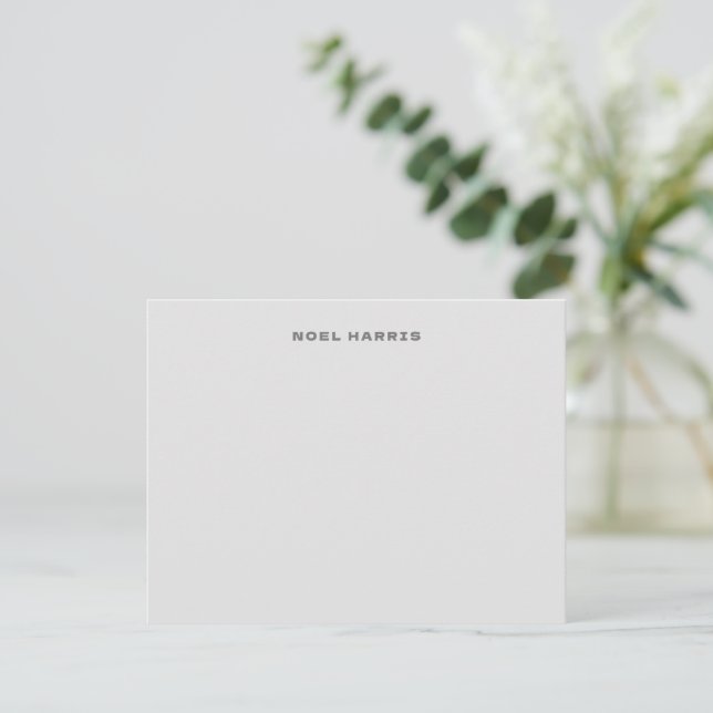 Cartão De Notas Typograhy na moda Modern Cinza (Em pé/Frente)