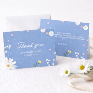 Cartão De Notas Um casamento elegante em azul claro com flores sil