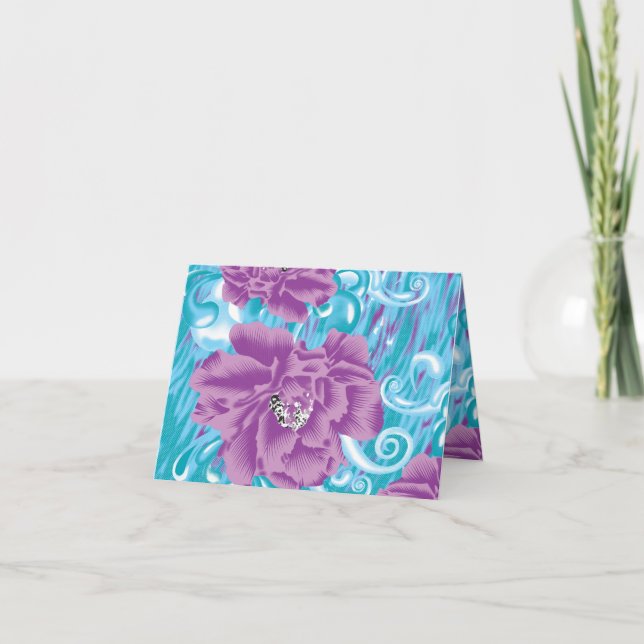 Cartão De Notas Um design têxtil vibrante com roxo e turq (Frente)