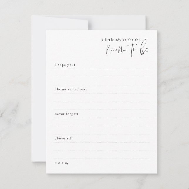 Cartão De Notas Um pequeno conselho para a futura mãe (Frente)