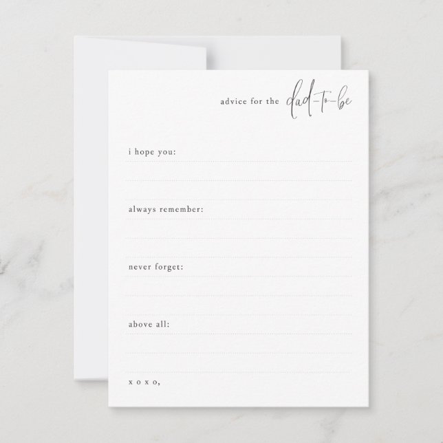 Cartão De Notas Um pequeno conselho para o Pai a Ser (Frente)