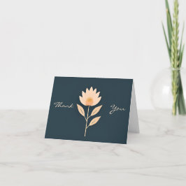 Cartão De Notas Um Pêssego Flor Simples na Cinza Obrigado