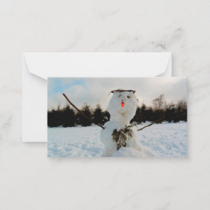 Cartão De Notas Um verdadeiro Snowman e uma fotografia da paisagem