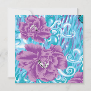 Cartão De Notas Um vibrante design de tecido com roxo e turq
