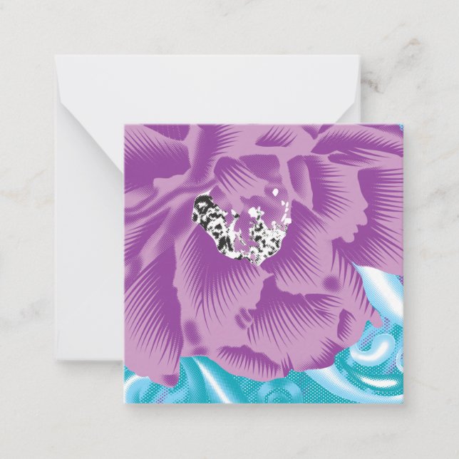 Cartão De Notas Um vibrante design de tecido com roxo e turquesa (Frente)