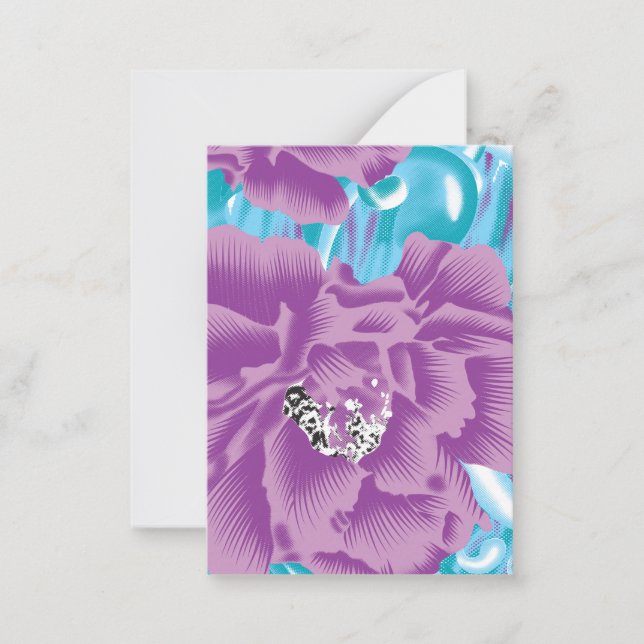 Cartão De Notas Um vibrante design de tecido com roxo e turquesa (Frente)