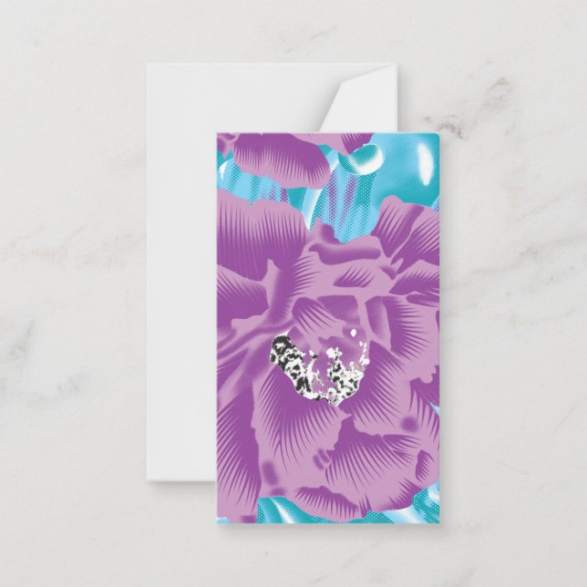 Cartão De Notas Um vibrante design de tecido com roxo e turquesa (Frente)