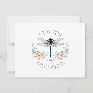 Cartão De Notas Uma Nota Da Placa De Nota Floral De Dragonfly Rust