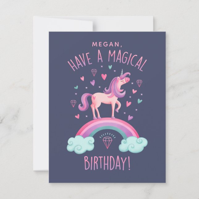 Cartão De Notas Unicorn Aniversário (Frente)