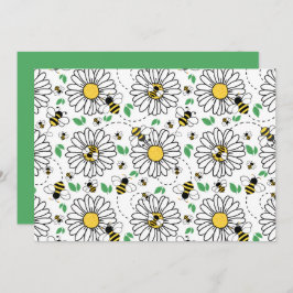 Cartão De Notas Unique Bees & Daisies Spring Note Card