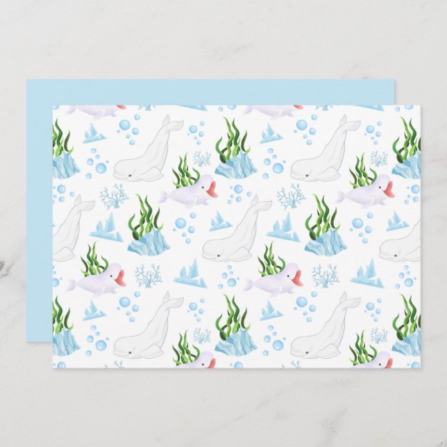 Cartão De Notas Unique Beluga Whale Note Card (Frente/Verso)