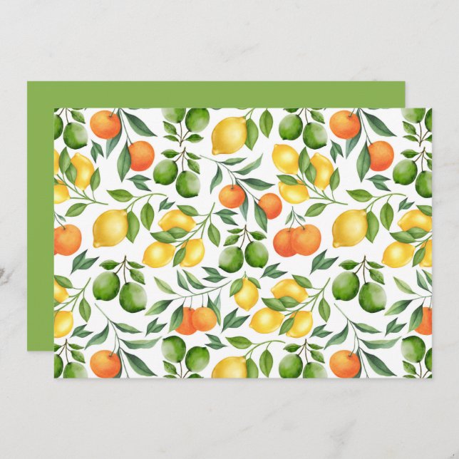Cartão De Notas Unique Citrus Fruit Note Card (Frente/Verso)