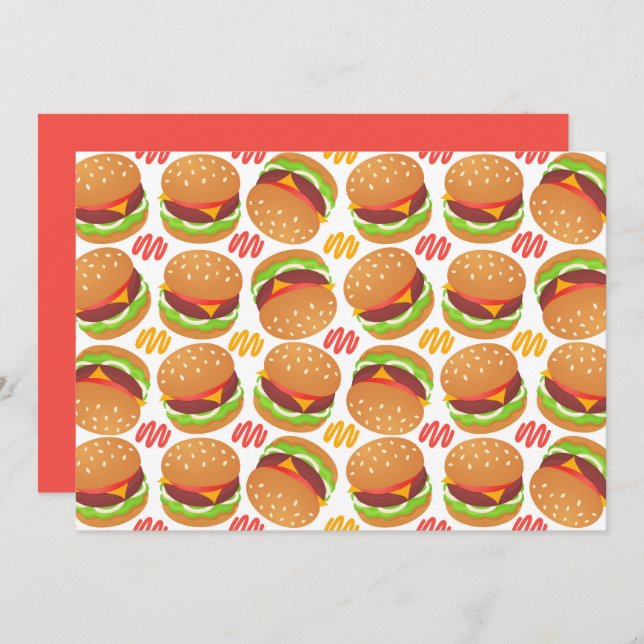 Cartão De Notas Unique Hamburgers Note Card (Frente/Verso)