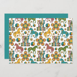 Cartão De Notas Unique Peace Love Horses Note Card