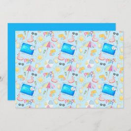 Cartão De Notas Unique Pool Party Note Card in Blue
