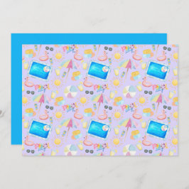 Cartão De Notas Unique Pool Party Note Card in Purple